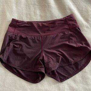 Lululemon like new burgundy shorts. Speed Up short 4”